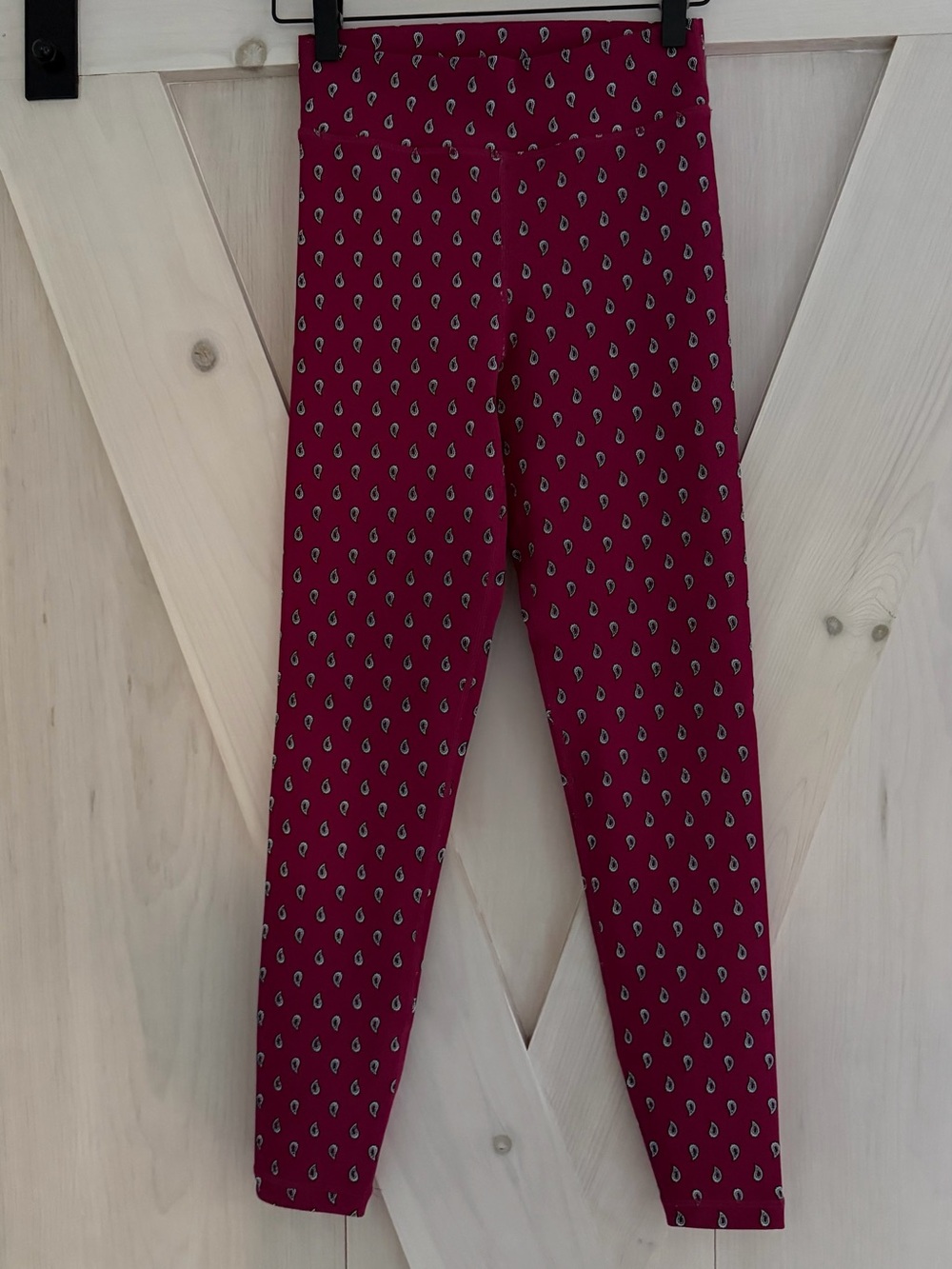 The Upside Burgundy Paisley Print Woman’s Leggings Festival Fun Size S